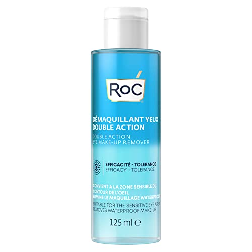 RoC - Double Action Eye Make-Up Remover - Unique Water & Oil Combination - Waterproof Makeup Removal - Effective Eye Cleansing for Sensitive Skin - Minimises Allergy Risks - 125 ml