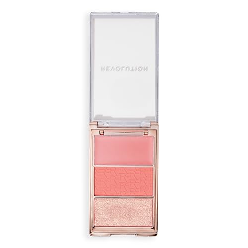 Revolution Beauty London Revolution, Blush Icon Palette, Cream & Pressed Powder Blusher, Highly Pigmented, Face Palette, Vegan & Cruelty-Free, 3 Shades, Authentic Peach