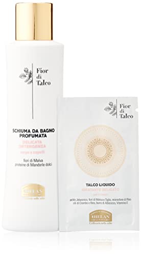 Helan, Fior di Talco, Gentle Bubble Bath, Body and Hair Shower Gel - Moisturising and Restructuring Shampoo - Natural, Scented, with Mallow Flowers and Sweet Almonds - 200 ml