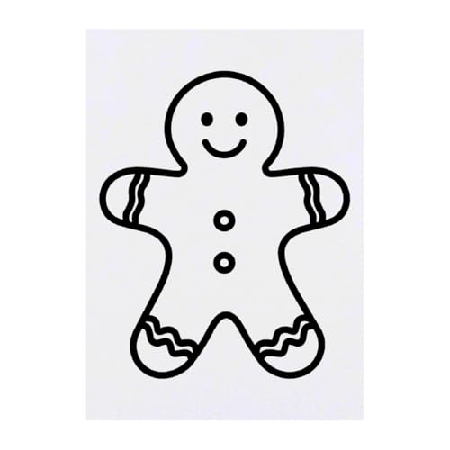 Azeeda 'Gingerbread Man Outline' Temporary Tattoo - Water Resistant, Skin-Safe, Non-Toxic Transfer (TO00084785)
