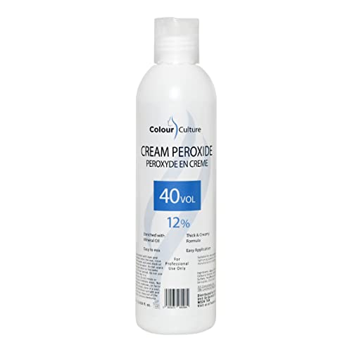 Colour Culture Cream Peroxide, 12% 40 Volume-250ml, Hydrogen Peroxide Developer for Hair Colouring & Bleaching, Lifts 8-9 Levels, Works with All Brands of Hair Bleach Colour/Tint & Lightening Powder
