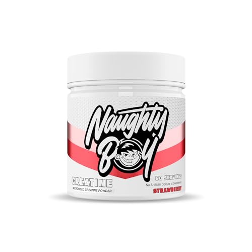Naughty Boy Micronised Creatine Monohydrate Powder, Creatine Supplement for Strength, Power & Performance, Vegan Friendly, 300g, 60 Servings, Strawberry