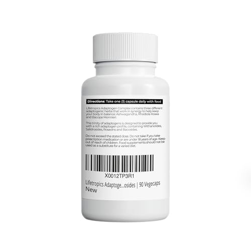 Lifetropics Adaptogen Complex - Ashwagandha KSM-66, Rhodiola Rosea, Bacopa Monnieri - for Balance, Calm, and Daily Resilience - 90 Vegetable Capsules