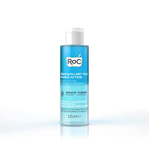 RoC - Double Action Eye Make-Up Remover - Unique Water & Oil Combination - Waterproof Makeup Removal - Effective Eye Cleansing for Sensitive Skin - Minimises Allergy Risks - 125 ml