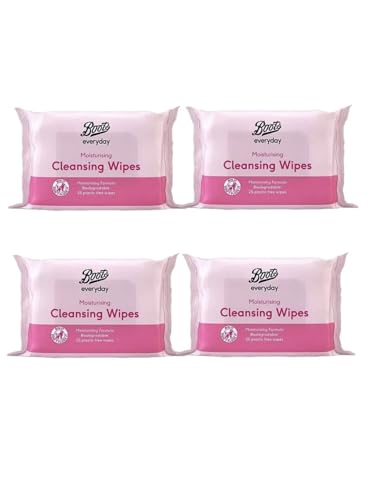 Boots - Boots Everyday Moisturising Cleansing Wipes | Moisturising Formula | 25 Plastic Free Wipes per Pack [4 PACK]
