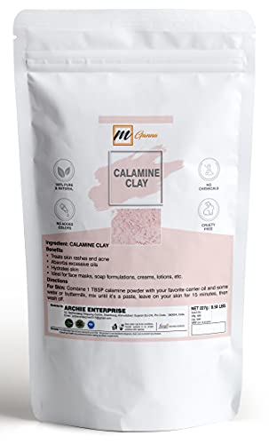 mGanna 100% Natural Calamine Clay Powder (1 Pound) for Anti-Ageing & Skin Firming, Creams, Lotion and Soap Making 1 LBS / 454 GMS