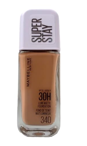 Maybelline New York Super Stay up to 30H Lumi-Matte Foundation, Medium-Full Coverage, Vegan Formula*, Amino Acids, Niacinamide, Vitamin E - Shade 340