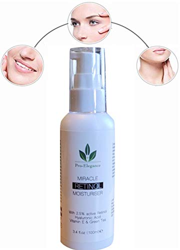 Pro-Elegance Skincare Retinol Moisturiser cream 2.5% 100ML For Day & Night with Hyaluronic Acid Vitamin E & Aloe Vera Anti Aging Face & Neck Eye Bags Dark Circles & Crows Feet