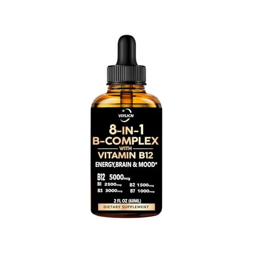 BlueSea home Vitamin B-Complex B5 Pantothenic Acid | B12 Methylcobalamin | B1 Thiamine | B6 Pyridoxine | B7 Biotin | B9 Folic | B3 Niacinamide - B Complex Liquid Drops, Made in USA Supplement, 2fl oz