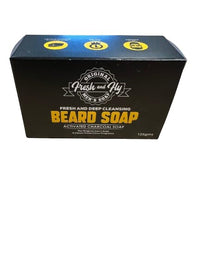 Fresh and Fly Charcoal Beard Soap – Deep Cleansing with Tea Tree, Coconut & Aloe Vera for a Healthy, Soft Beard, 100% Organic, TFM 76%
