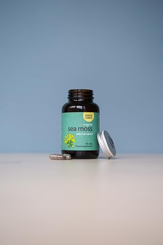 Wild Harvested Sea Moss Supplement by The Cornish Seaweed Company | Use for Improved Cognitive Function | 1 Months Supply 60 Capsules | 100% Organic Cornish Seaweed