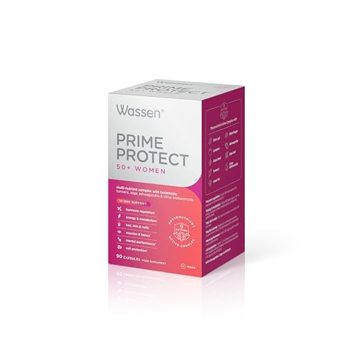 Wassen Prime Protect 50+ Women | 90 Vegan Capsules | Multivitamin For Women | Menopause Supplements For Hormone Balance For Women | Vitamin For Women Over 50 Multivitamins | Hormonal Balance For Women
