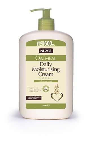 NUAGÉ Nuage Oatmeal Daily Moisturizing Cream for All Skin Types with Soothing Oatmeal Extracts, Hydrating and Nourishing Formula, 600ml Pump Bottle