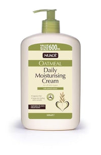 NUAGÉ Nuage Oatmeal Daily Moisturizing Cream for All Skin Types with Soothing Oatmeal Extracts, Hydrating and Nourishing Formula, 600ml Pump Bottle