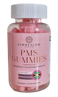 FEMME GLOW Femme Glow PMS Gummies with Chasteberry, Dong Quai and Vitamin B6, 30 Day Supply, 60 Gummies