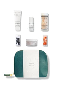 OSKIA Me Time Edit – Luxurious Skincare Collection for Radiant, Healthy Skin – Includes Renaissance Cleansing Gel, Liquid Mask Lactic Acid Micro-Peel, Super C Capsules, and Vegan Leather Teal Wash Bag