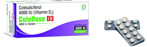 Vitamin D 4000 IU –Equivalent to 100 mcg - ColeDose D3, Premium Vitamin - Easy Swallow 70 Tablets - One a Day