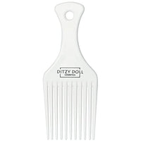 Ditzy Doll DITZY DOLL AFRO COMB WHITE - Smooth Anti Frizz Detangling Styling African Hair Men Women Pick Hair