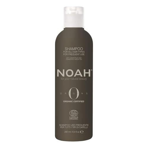 KP Pharma NOAH Origins Organic Shampoo for Frequent Use – Hydrating & Strengthening with Marula Oil & Fermented Pomegranate, Gentle Sulphate-Free Formula, Adds Shine & Softness, COSMOS Organic, 250ml