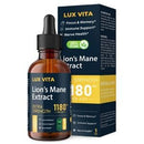 Lux Vita Organic Mushroom Lions Mane Supplement 1180mg Vegan and Non-GMO Extra Strength Liquid Drops for Brain Booster, Immune Support and Nerve Health