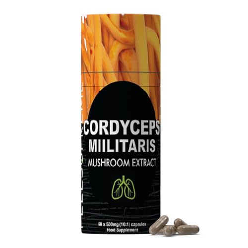 Feel Supreme Pure Cordyceps Sinensis Full Fruiting Body Mushroom Extract 10x Concentrated High Potency Extract Powder Meaning 500MG per Capsule.