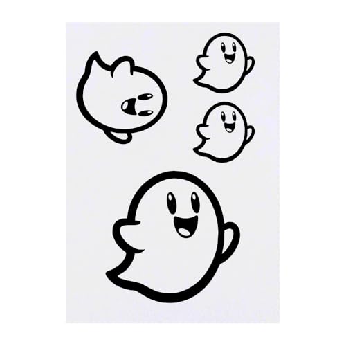 Azeeda 4 x 'Cute Halloween Ghost' Temporary Tattoos - Water Resistant, Skin-Safe, Non-Toxic Transfers, Mixed Sizes (TO00075784)