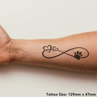 Azeeda 'Infinity Hearts & Paw' Temporary Tattoo - Water Resistant, Skin-Safe, Non-Toxic Transfer (TO00046462)