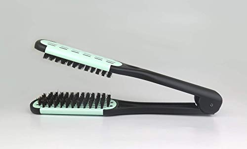 Tredoni 100% Natural Boar-Bristle Thermal Ceramic Straightening Hairbrush - Blow-Dry Clamp Hairbrush, Multicolor