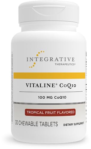 Integrative Therapeutics Vitaline CoQ10 100 mg - Supports Brain and Heart Health* - Dairy Free - Vegan - Tropical Fruit Flavored - 30 Chewable Wafers