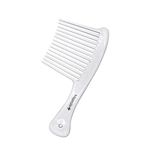 Majestik+ Afro Comb Infused With Coconut Oil - Wide Tooth Rake Hair Comb for Type 3A to 4C, Thick & Curly Hair in White