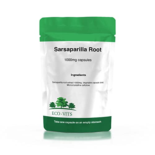 ECO-VITS Sarsaparilla Root (1000MG) 365 CAPS. Recyclable Packaging. Sealed Pouch