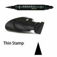 Phoera PHOERA 2 in 1 Wing Cat Eye Liner + Stamp Winged Long Lasting Liquid Eye Liner Waterproof & Smudge proof Makeup Black Eyeliner Pen Winged Eyeliner Pencil - AQUAPURITY (THIN STAMP)