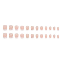 JUSTOTRY 24 Pcs False Nails Short with Diamond Pattern,Milky White French Square Press on Nails,Glossy Fake Nails Medium for Nails Art,Pretty Squoval Stick on Nails for Women Gifts
