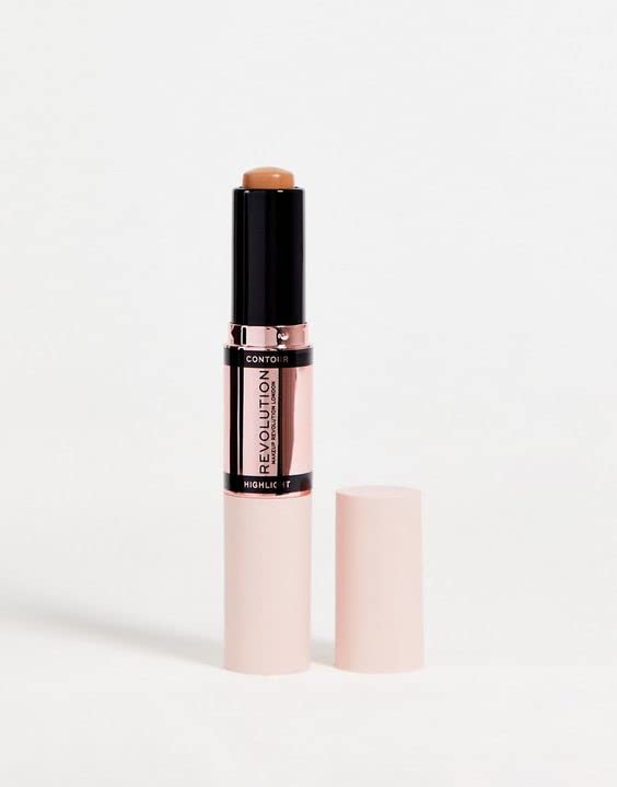Revolution Beauty London Makeup Revolution Contour Stick Duo Cream Contour & Highlight, Defines Cheekbones & Sculpts the Face, Vegan & Cruelty-Free, Dark, 2.4g