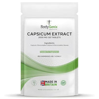 Bodygenix Capsicum Extract 2000mg Tablets - High Strength Anti Inflammatory Immune Metabolism Digestive Anti Oxidant Support - Vegan Food Supplement 120 Tablets