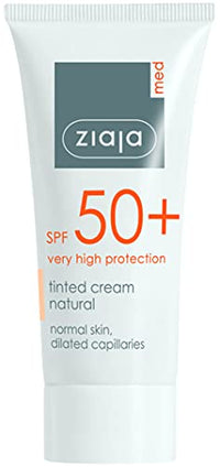 Ziaja Med Spf 50+ Tinted Cream Natural/Normal Skin, Dilated Capillaries 50Ml