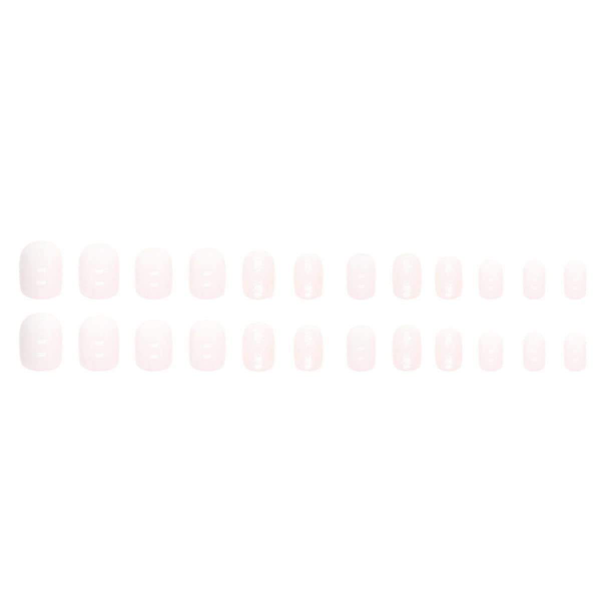 JUSTOTRY 24 Pcs Milky Short False Nails Pattern,White Solid Square Press on Nails,Glossy Fake Nails Medium for Nails Art,Glitter Squoval French Stick on Nails for Women and Teens Gifts