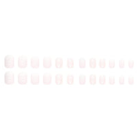 JUSTOTRY 24 Pcs Milky Short False Nails Pattern,White Solid Square Press on Nails,Glossy Fake Nails Medium for Nails Art,Glitter Squoval French Stick on Nails for Women and Teens Gifts