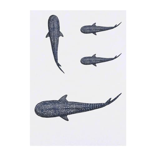 Azeeda 4 x 'Whale Shark' Temporary Tattoos - Water Resistant, Skin-Safe, Non-Toxic Transfers, Mixed Sizes (TO00071804)