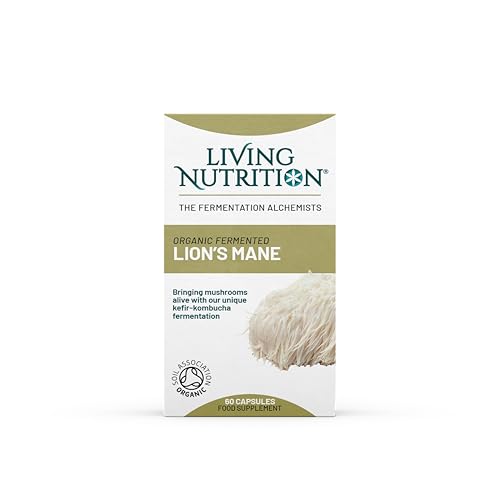 Living Nutrition Organic Fermented Lion's Mane (60 Caps) - 800mg Fermented Lion’s Mane Mushroom Per Serving