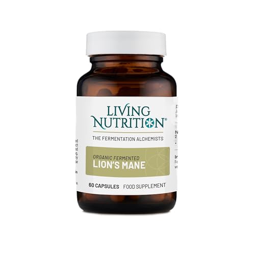 Living Nutrition Organic Fermented Lion's Mane (60 Caps) - 800mg Fermented Lion’s Mane Mushroom Per Serving