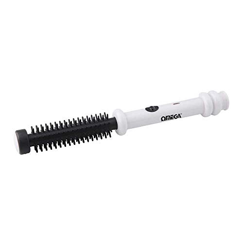 Omega 20414 White Slimline Heated Brush – Sleek Lightweight 13mm Hair Styling Brush with Fast Heat-Up & Tangle-Free Design
