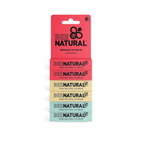 Bee Natural 100% Natural Moisturising Lip Balm - Multi Flavour (Peppermint, Coconut Vanilla, Strawberry) Pack of 6