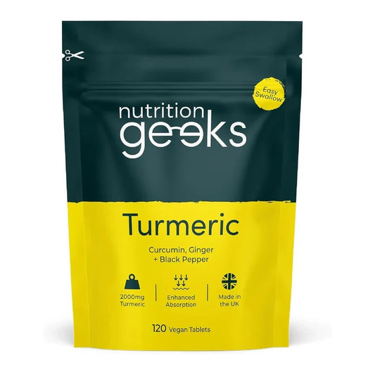 Nutrition Geeks Turmeric Tablets 2000 mg with Black Pepper & Ginger, UK Made, 120 Count