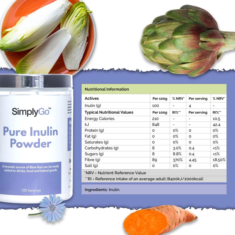 SimplyGo Pure Inulin Powder, 500g, 100 Servings