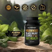 Wormwood, Black Walnut & Clove Capsules – Herbal Digestive & Gut Health Support Supplement, 90 Capsules
