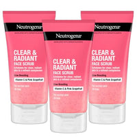 Neutrogena Clear & Radiant Face Scrub, Pack of 3 x 150ml, Glow Boosting with Vitamin C & Pink Grapefruit, Oil-Free, Exfoliates for Clear, Refined Skin