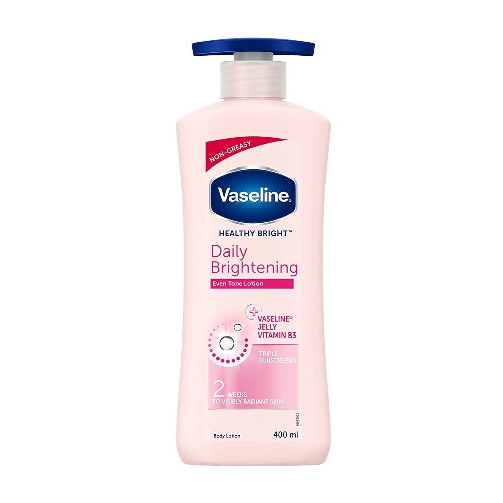 Vaseline Healthy Bright, Daily Brightening Daily Moisturizer, 400 ml, for Glowing Skin, with Vitamin B3, Visibly Radiant Skin in 2 Weeks, Lightweight, Non-sticky, Non-Oily Body Lotion, for Dry Skin