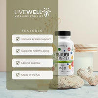 Livewell Vitamins For Life Multivitamin Tablets for Men - Multivitamin Tablets for Women - Multivitamins & Minerals Complex - 30 Essential Active Vitamins & Minerals - 90 Vegan multivitamin Tablets - Made in The UK