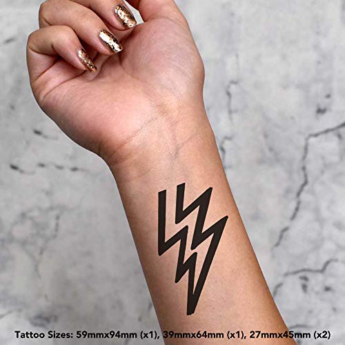 Azeeda 4 x 'Lightning Bolt' Temporary Tattoos - Water Resistant, Skin-Safe, Non-Toxic Transfers, Mixed Sizes (TO00000856)